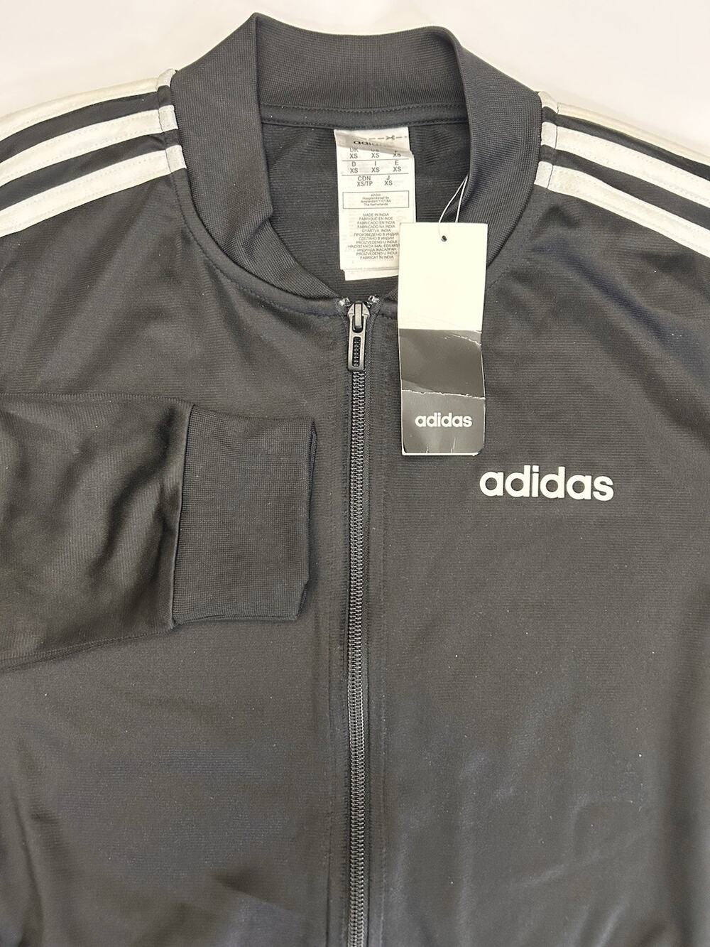 Adidas Black White 3 Stripe Classic Track Jacket ONLY Full Zip Men’s XS NWT